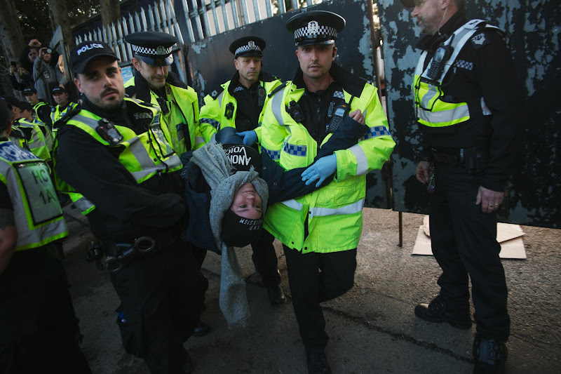 Police Dealing With Activists At Slaughterhouse Action