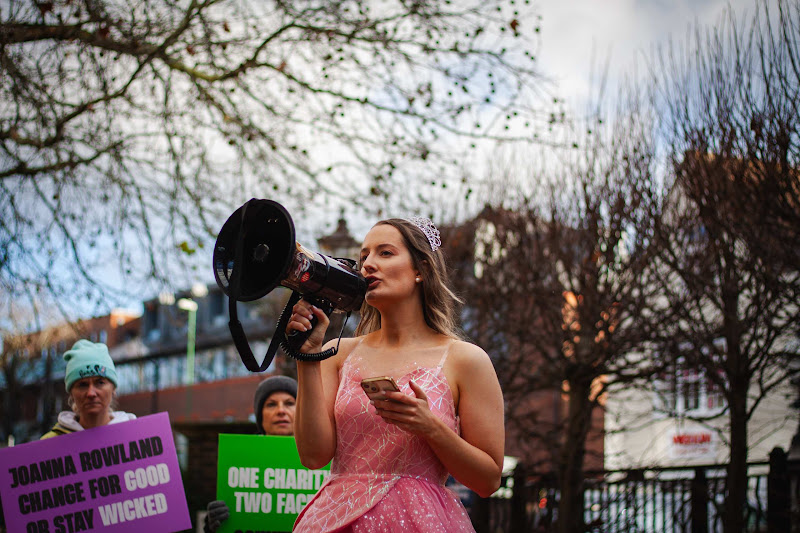 Activist on megaphone at RSPCA Demo